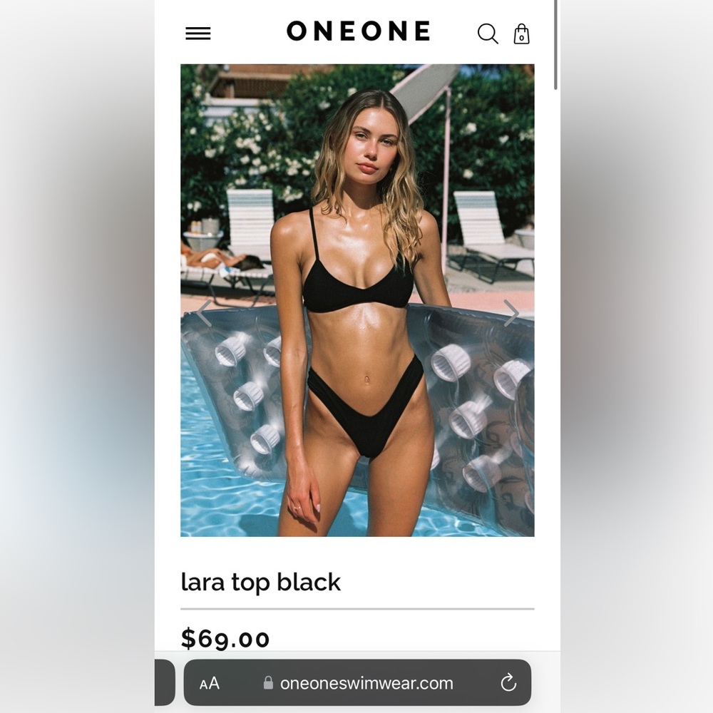 NWT Black Bikini Voop Top ONEONE Swimwear